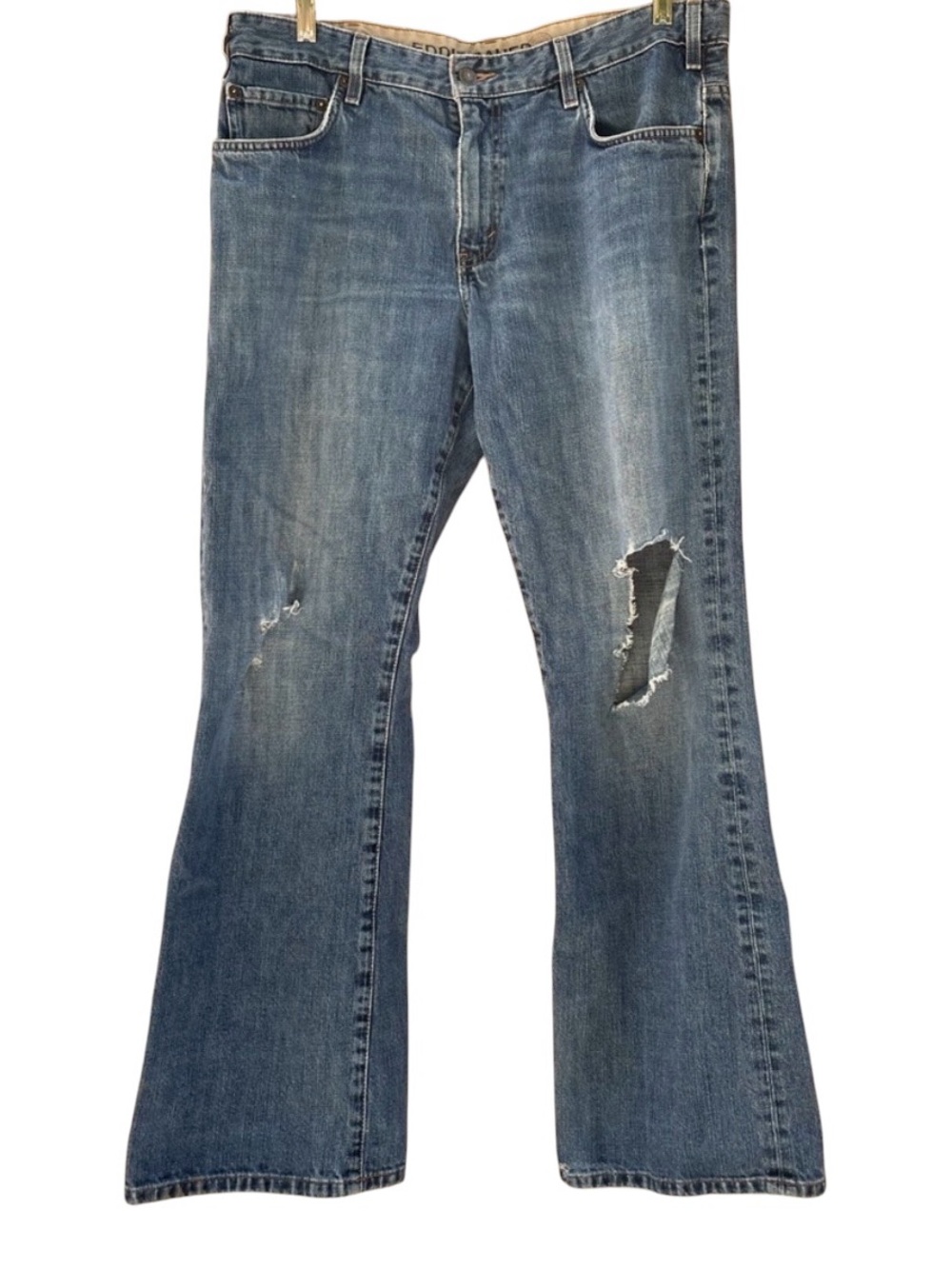 Eddie Bauer Bootcut Ripped Distressed Denim Blue Jeans Size 36x32